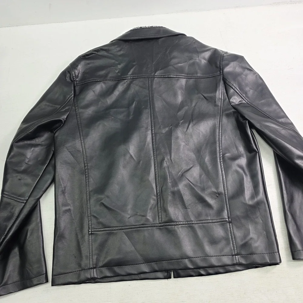 Hard Rock Hotel & Casino Biloxi, MS Black‎ Faux Leather Jacket Rare Men's L EUC